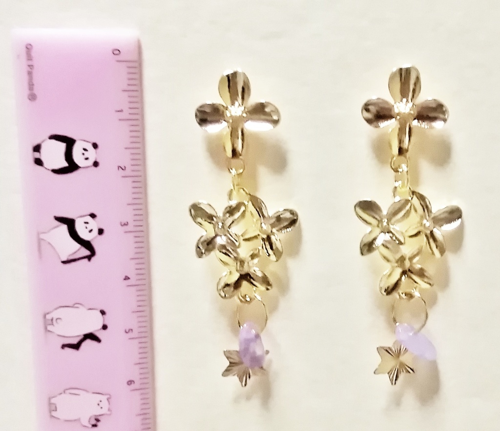 ライラックっぽいお花とお星さまのピアス