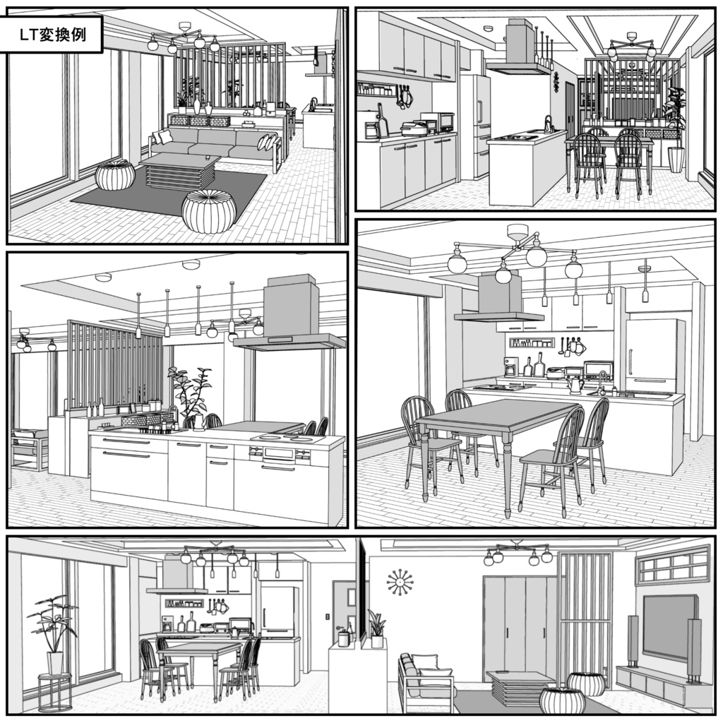 マンション一室 3LDK_28+4+8+8畳【クリスタ用素材】