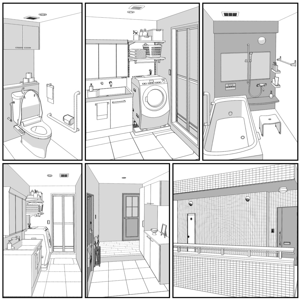 マンション一室 1R 22.5畳【クリスタ用素材】