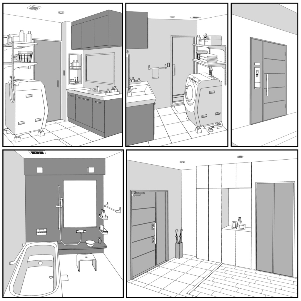 マンション一室 1R 30畳【クリスタ用素材】