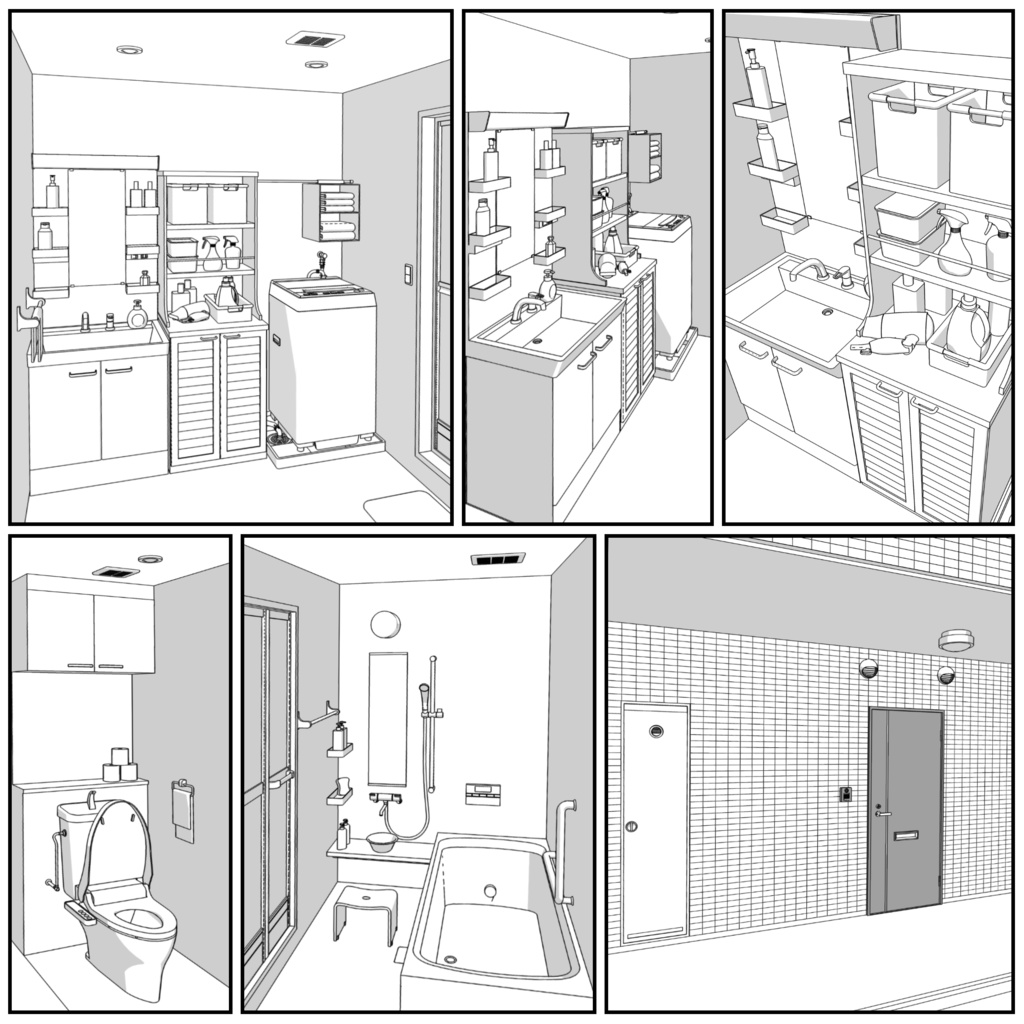 マンション一室 2LDK 20+8+5畳【クリスタ用素材】