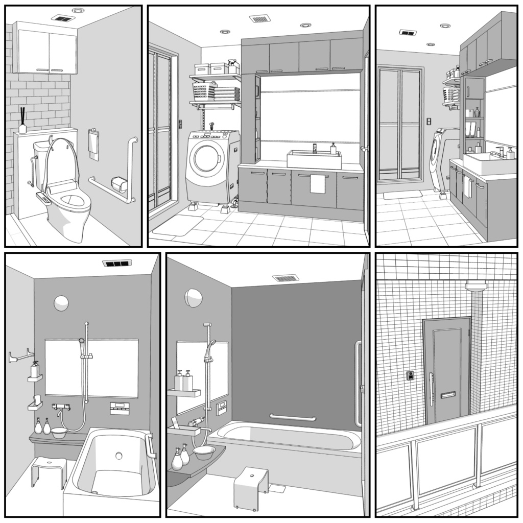 マンション一室 2LDK 24.5+8+6畳【クリスタ用素材】