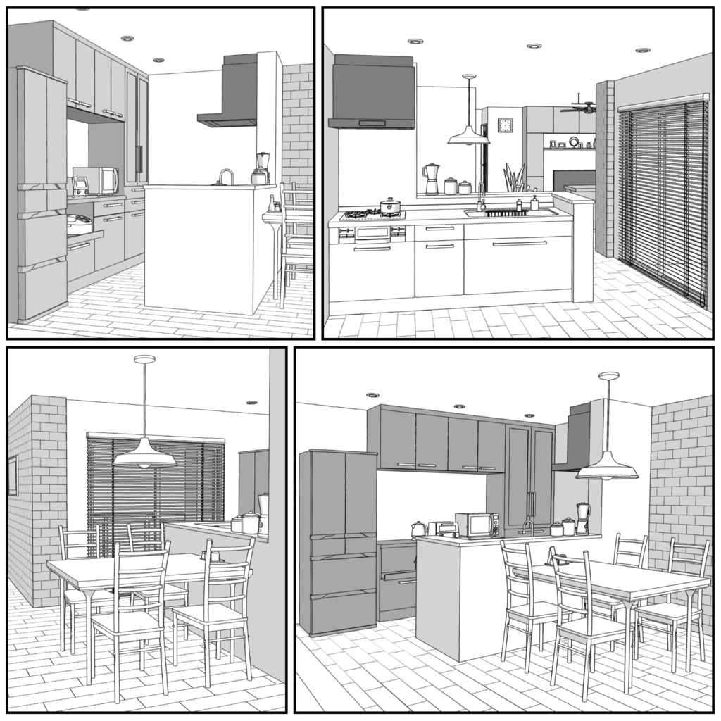 マンション一室 2LDK 24.5+8+6畳【クリスタ用素材】
