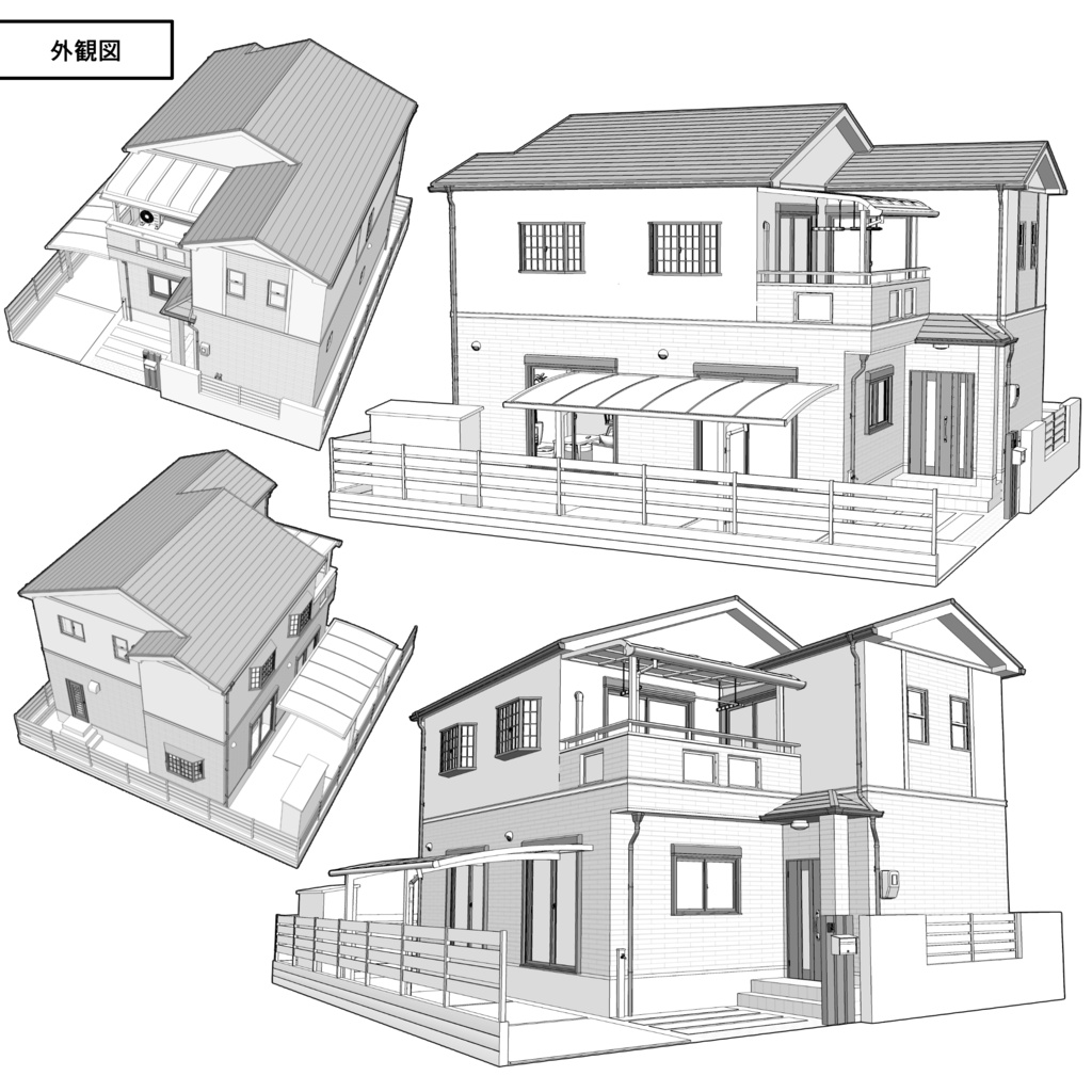 一戸建て 5LDK【クリスタ用素材】