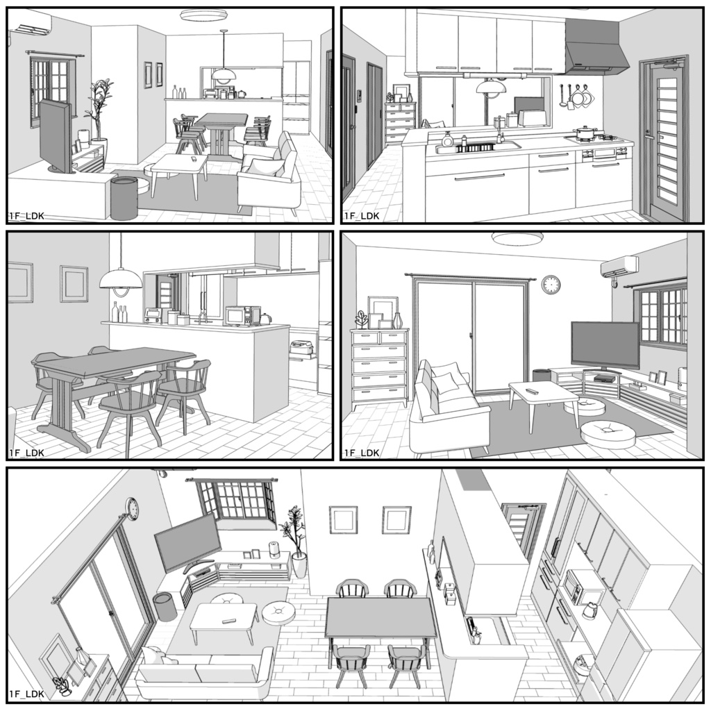 一戸建て 5LDK【クリスタ用素材】