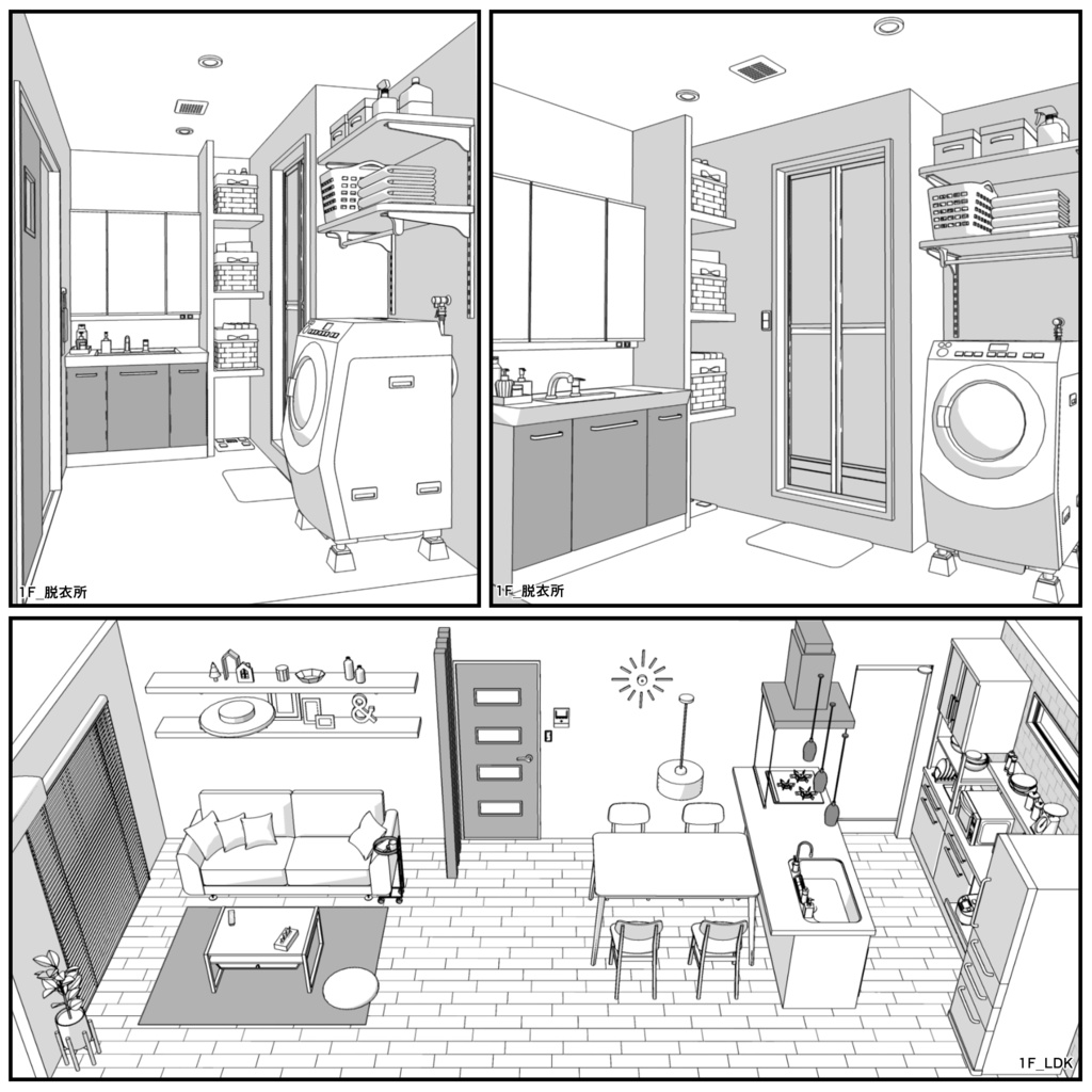 一戸建て 4LDK【クリスタ用素材】