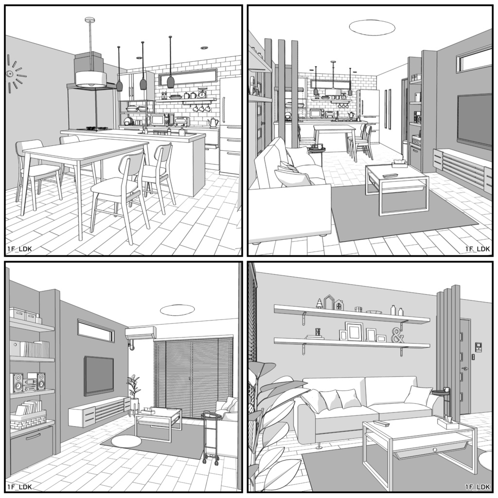 一戸建て 4LDK【クリスタ用素材】
