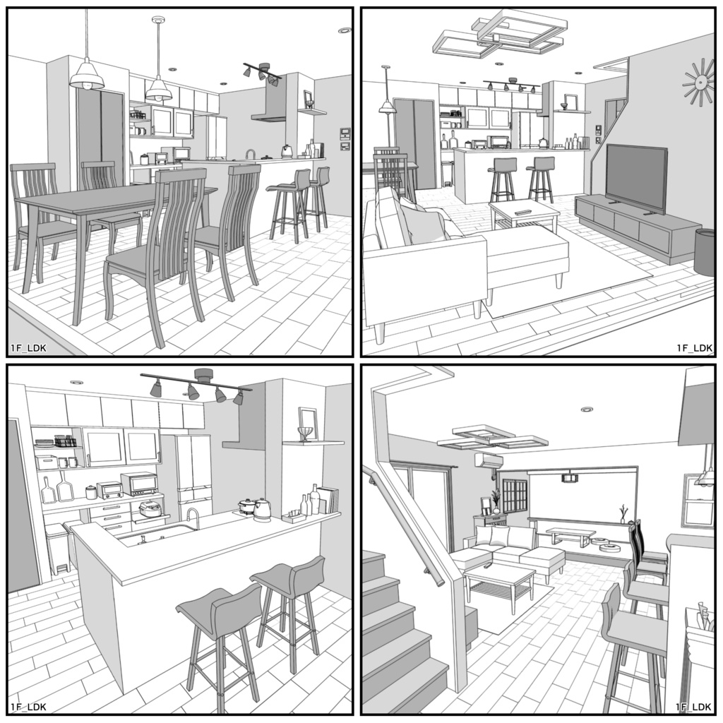 一戸建て 4LDK+S【クリスタ用素材】