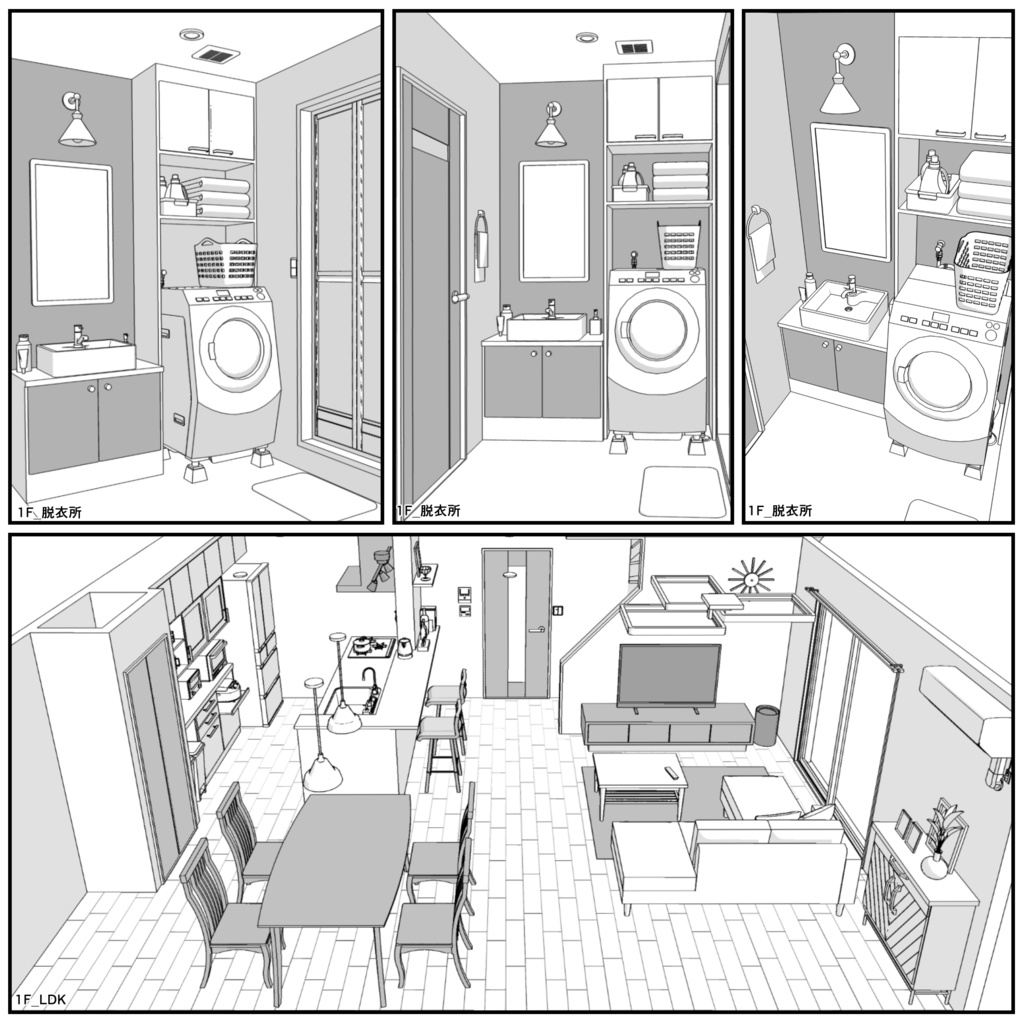 一戸建て 4LDK+S【クリスタ用素材】