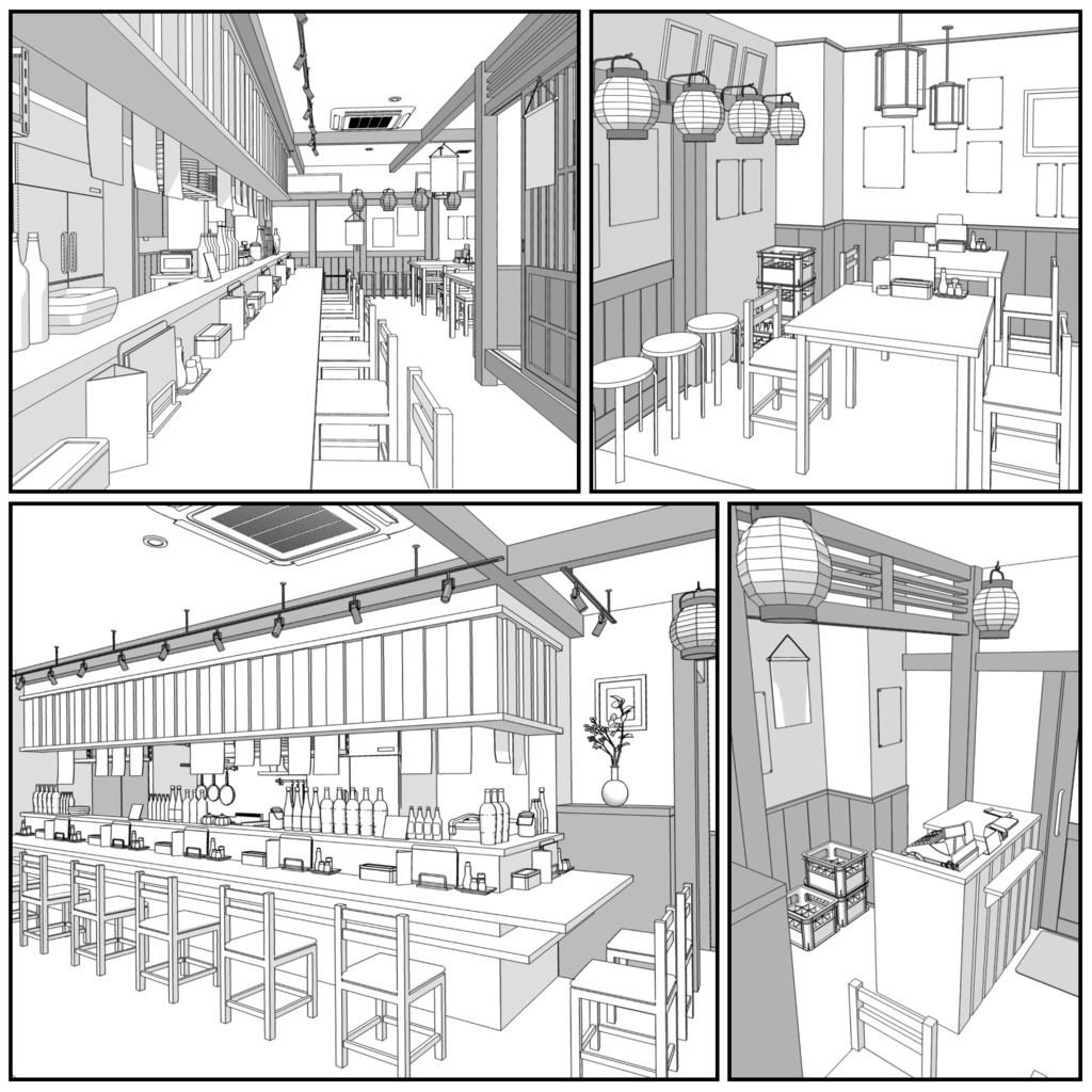 大衆居酒屋【クリスタ用素材】