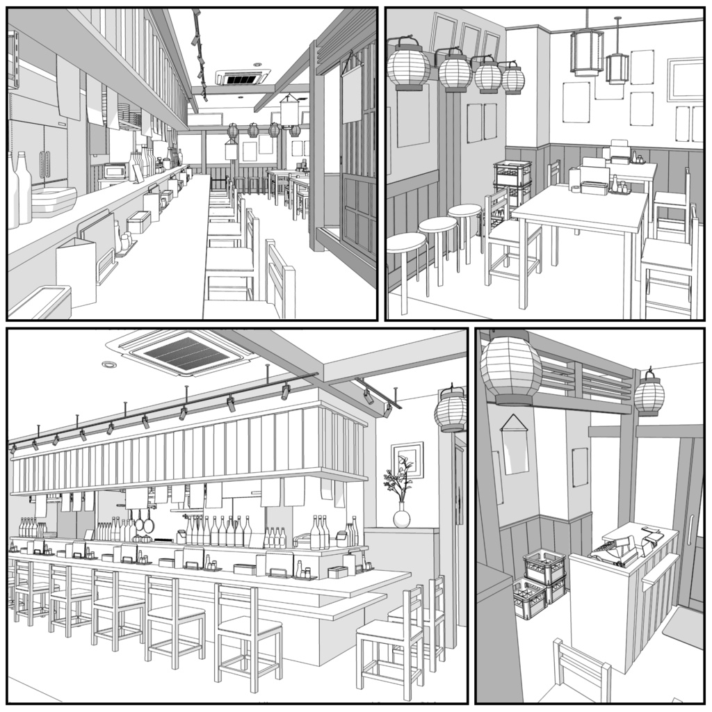 大衆居酒屋【クリスタ用素材】
