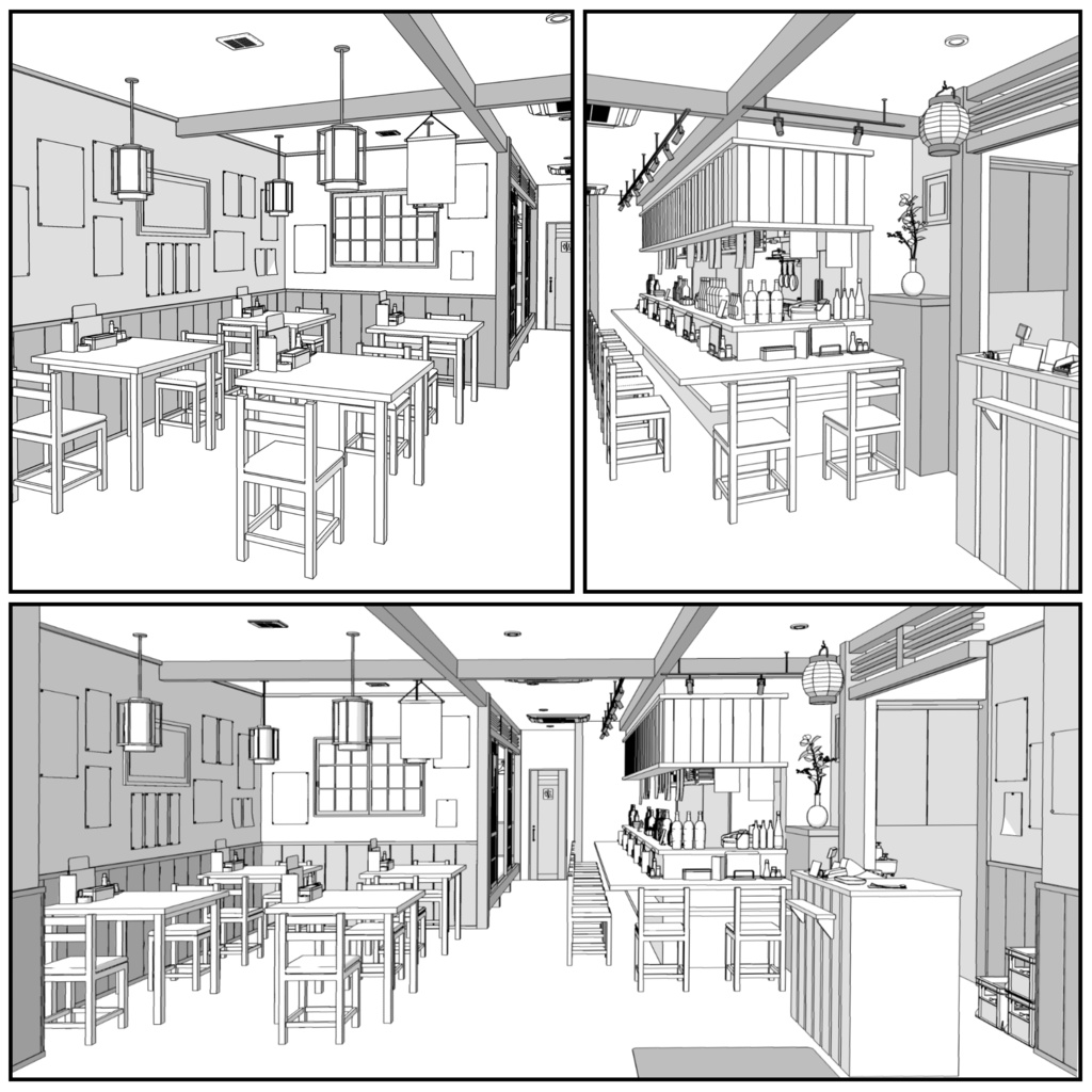 大衆居酒屋【クリスタ用素材】