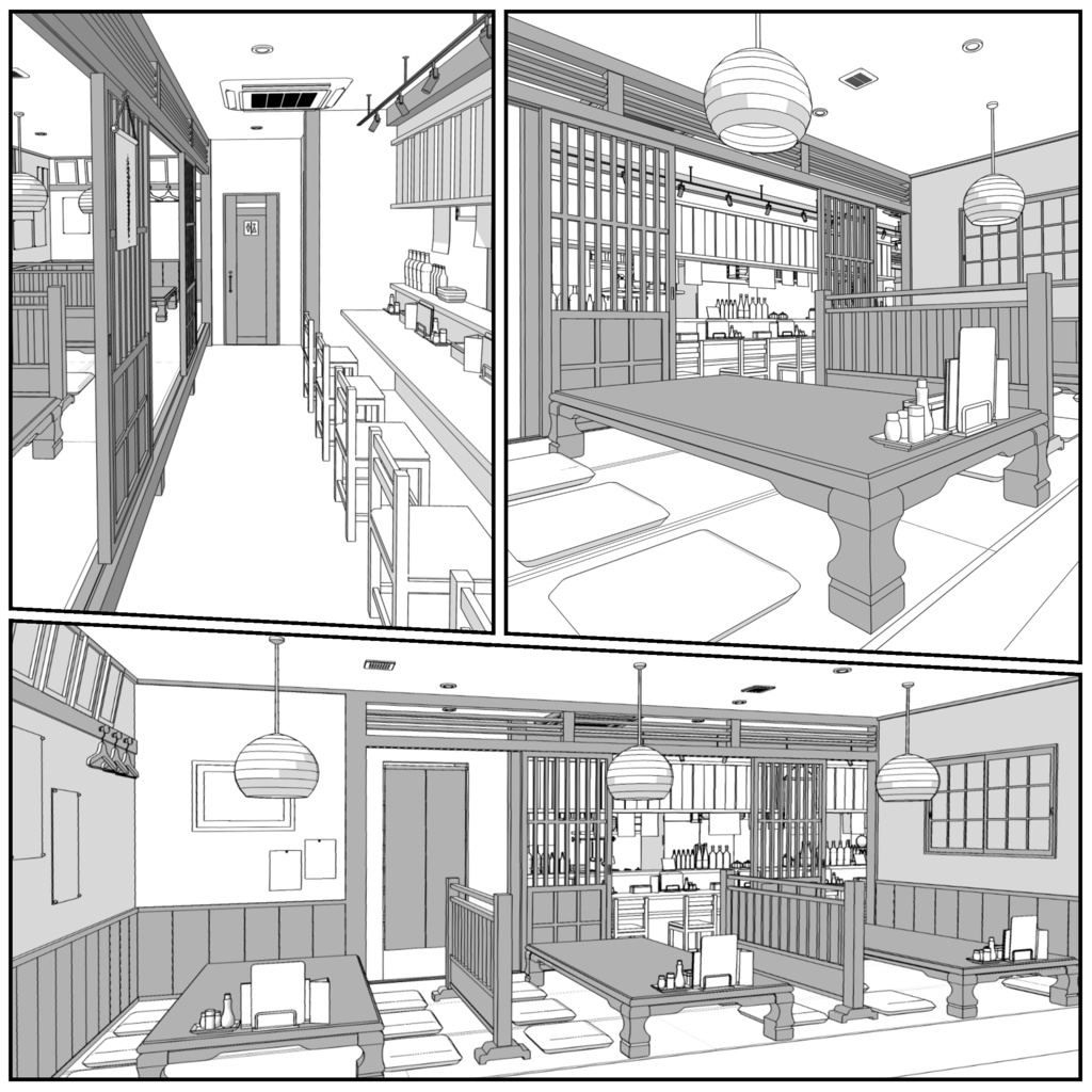 大衆居酒屋【クリスタ用素材】