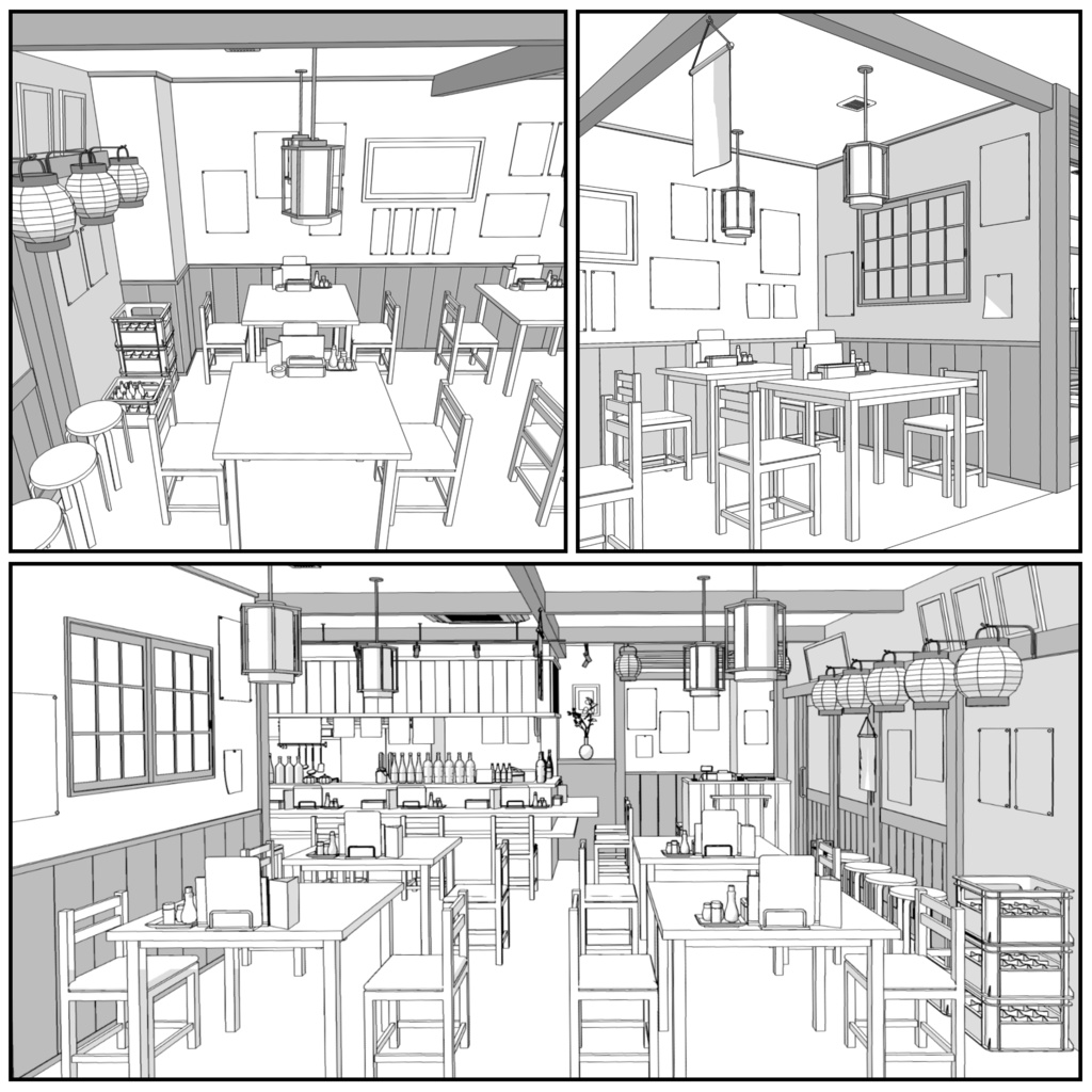 大衆居酒屋【クリスタ用素材】