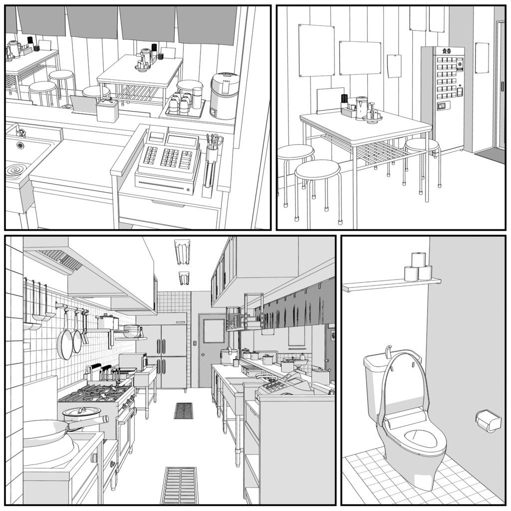 中華ラーメン屋【クリスタ用素材】