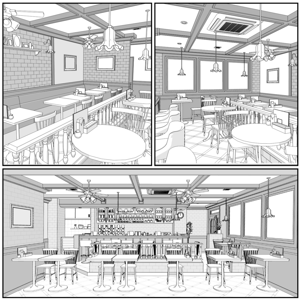 レトロな喫茶店【クリスタ用素材】