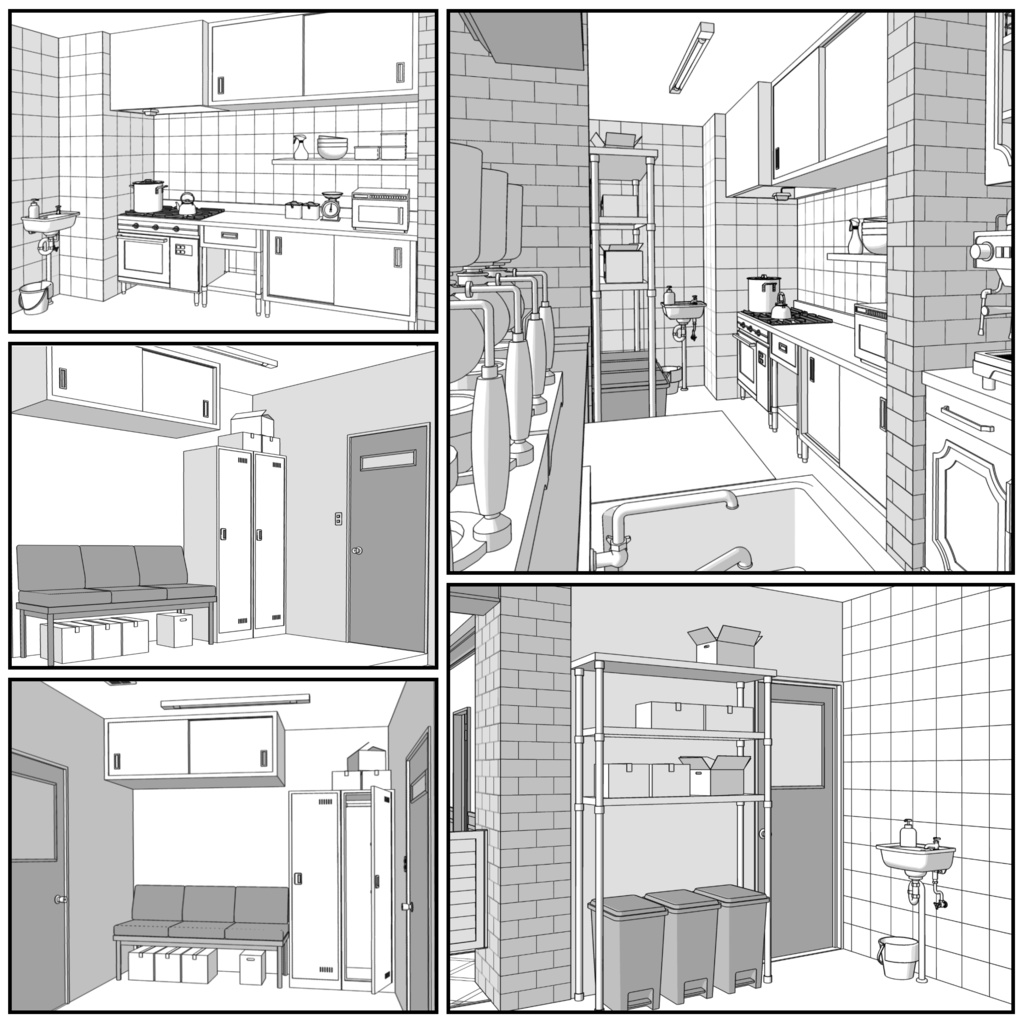 レトロな喫茶店【クリスタ用素材】