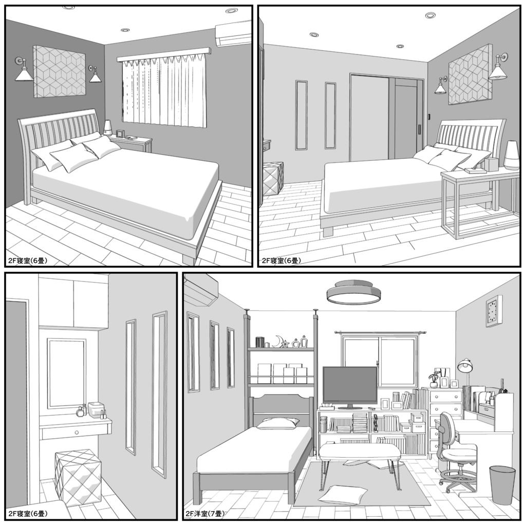 一戸建て 3LDK【クリスタ用素材】