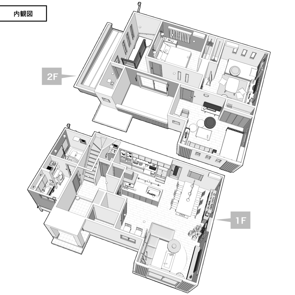 一戸建て 3LDK【クリスタ用素材】