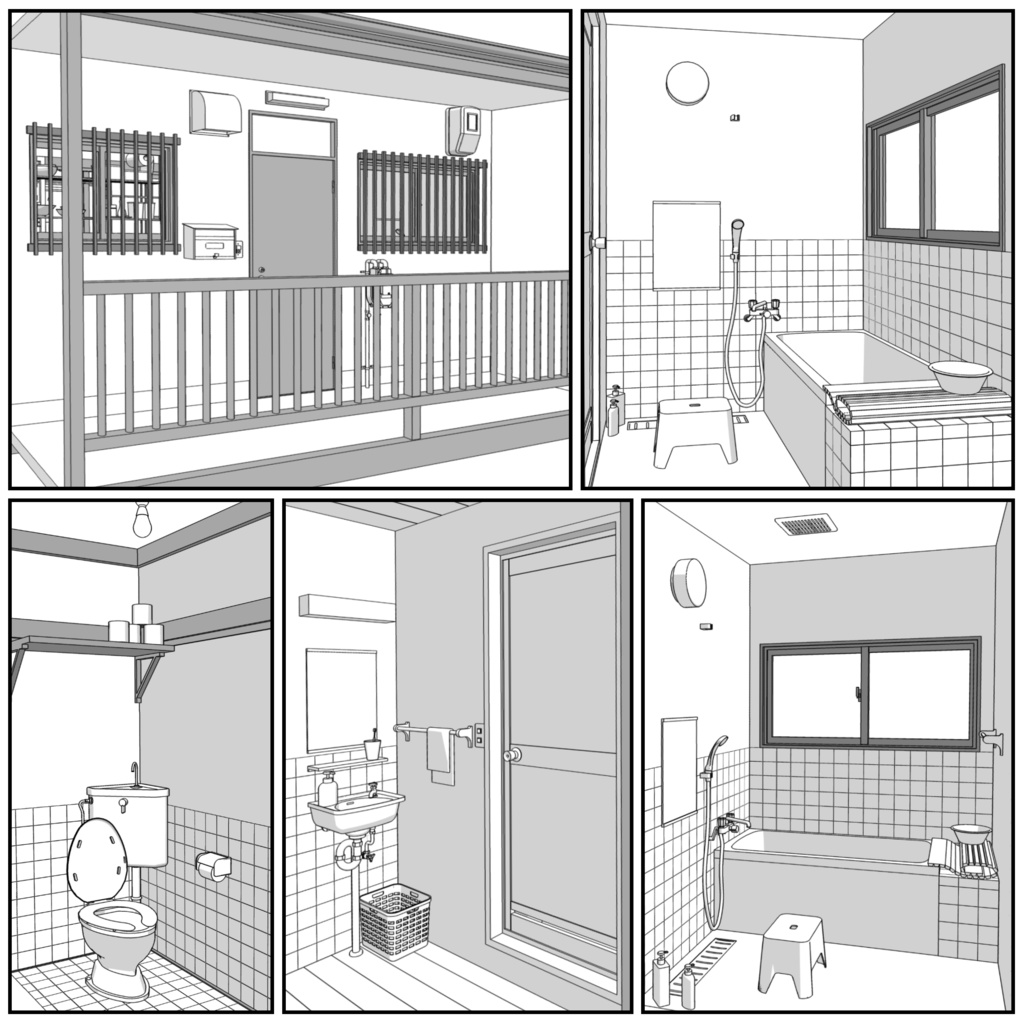 レトロな木造アパート一室 1K(8畳)typeA【クリスタ用素材】