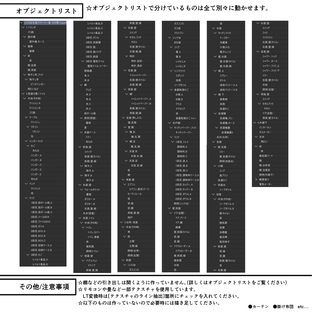 レトロな木造アパート一室 1K(8畳)typeA【クリスタ用素材】