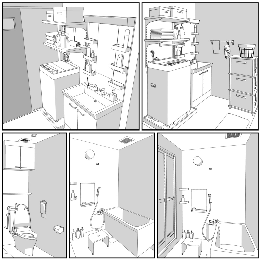 マンション一室 1R 12畳 typeA【クリスタ用素材】