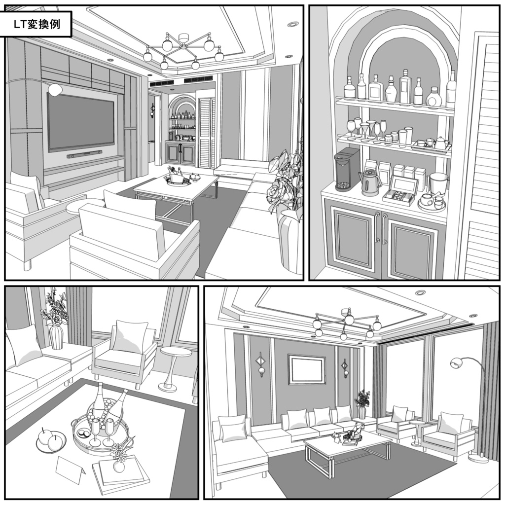 ホテルの客室 高級スイートルーム 01【クリスタ用素材】