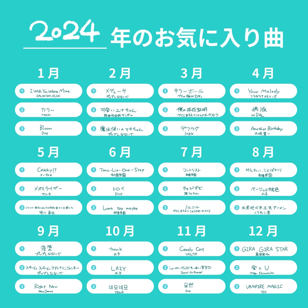 【無料】お気に入り曲リスト【テンプレート】
