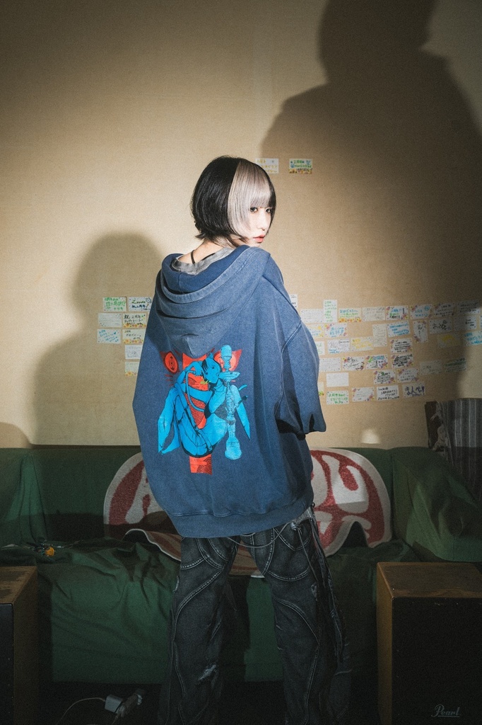 10/3発売予定 メロい曲聞いてるやつだいたいウルフ Full Zip Hoodie Navy