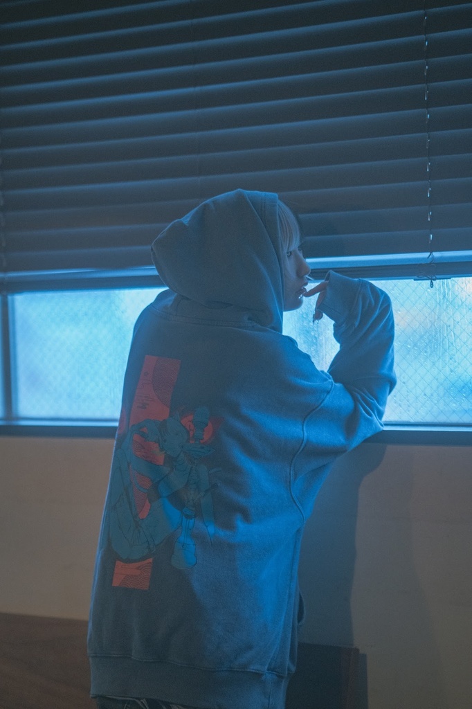 10/3発売予定 メロい曲聞いてるやつだいたいウルフ Full Zip Hoodie Navy