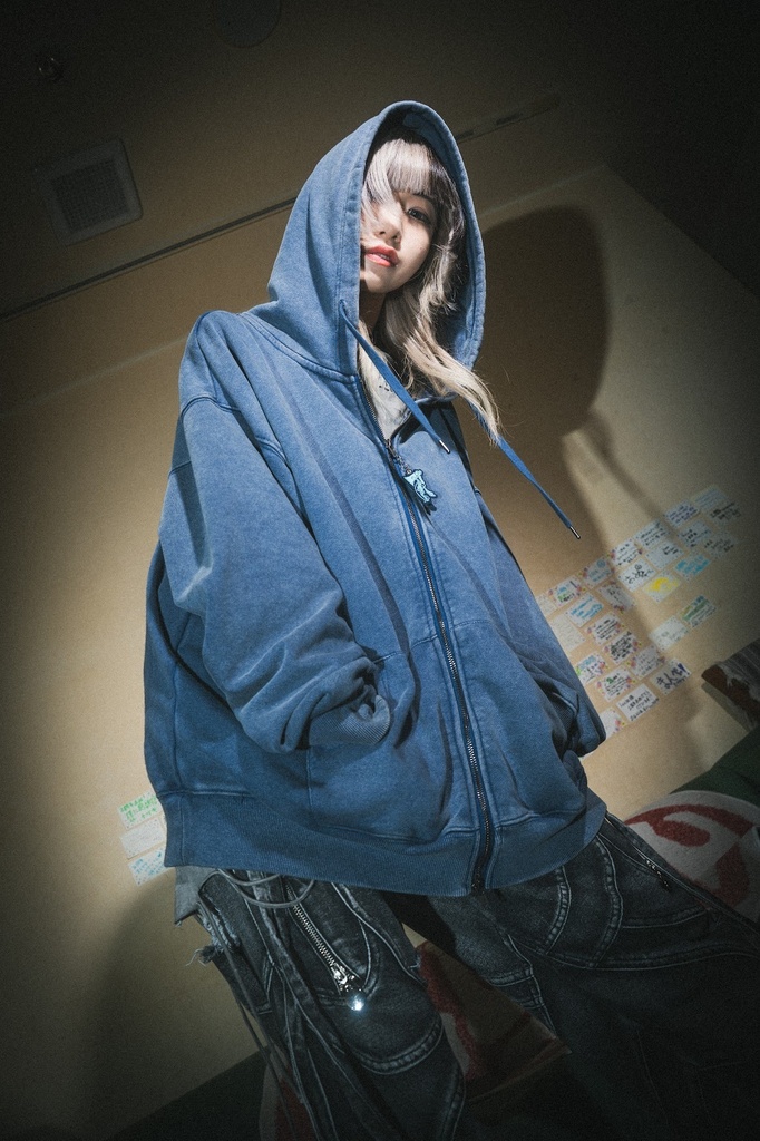 10/3発売予定 メロい曲聞いてるやつだいたいウルフ Full Zip Hoodie Navy