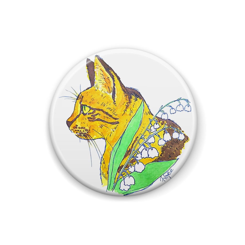 猫とすずらん 缶バッジ