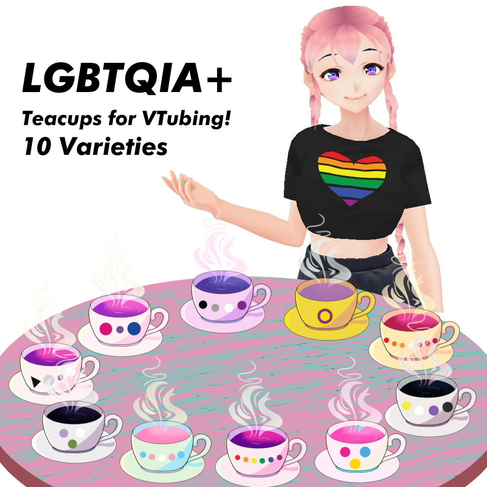 Pride tea cups for Vtubing