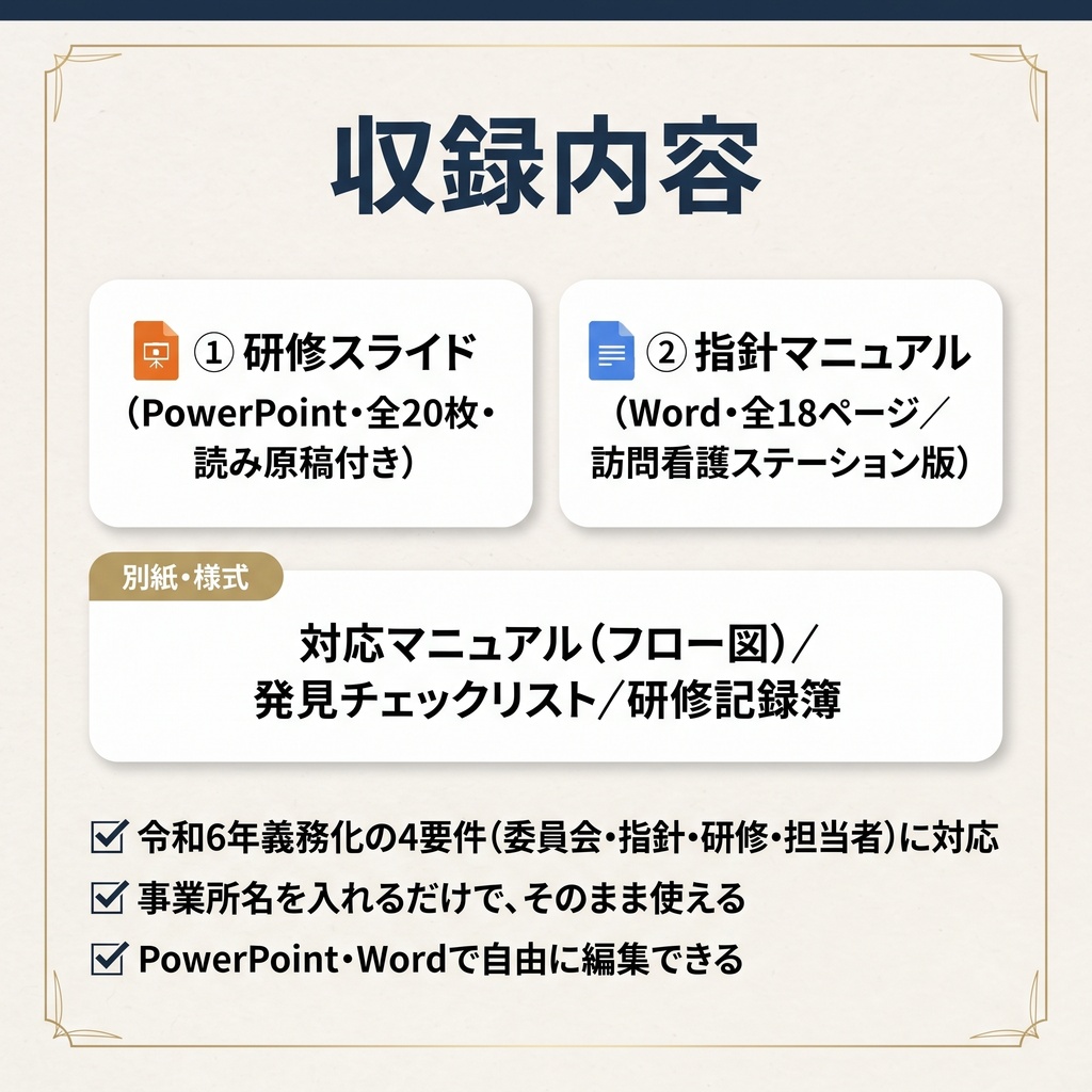 【訪問看護/介護版】高齢者虐待防止 研修スライド+マニュアルセット