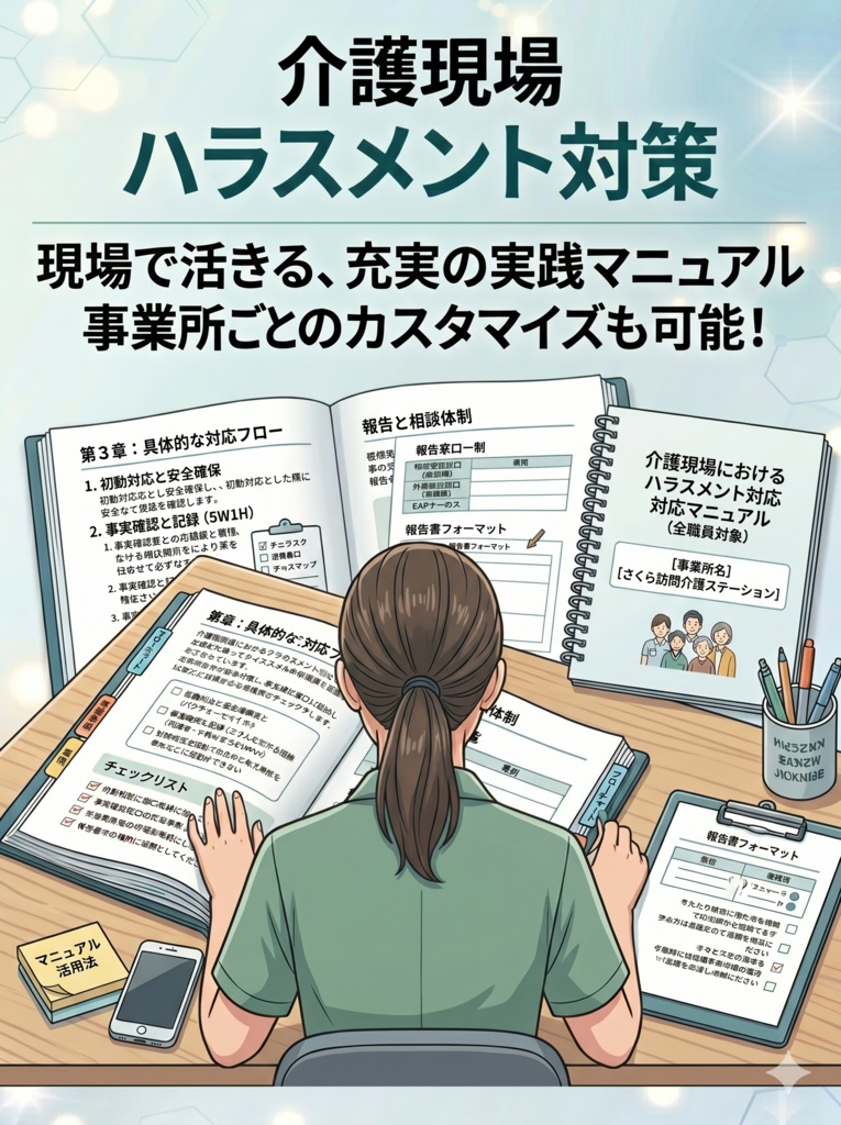 介護現場のハラスメント対策研修セット| スライド×マニュアル×読み原稿/カスハラ義務化対応【 訪問・施設共通】
