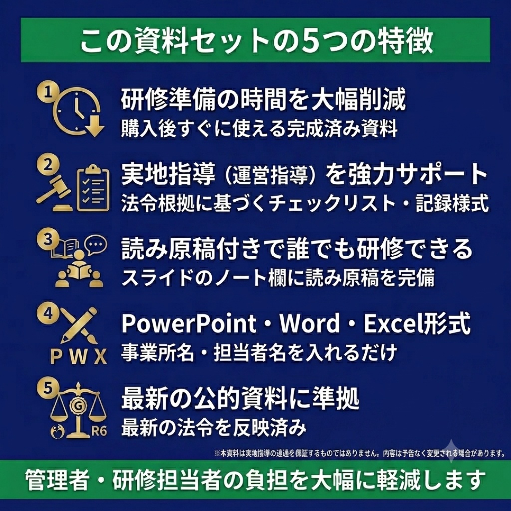 【令和8年度対応】障害福祉サービス事業所 法定研修スライド6種類セット|実地指導対応 マニュアル・管理シート付き|編集可能