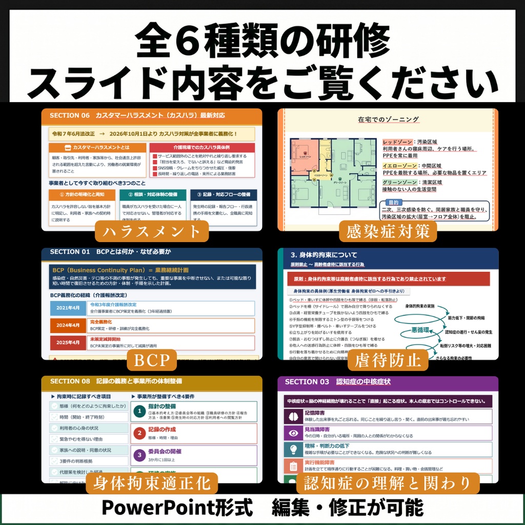 【令和8年度版】訪問介護事業所 法令必須研修 完全セット|感染症・虐待防止・ハラスメント・BCP・身体拘束・認知症|読み原稿付き