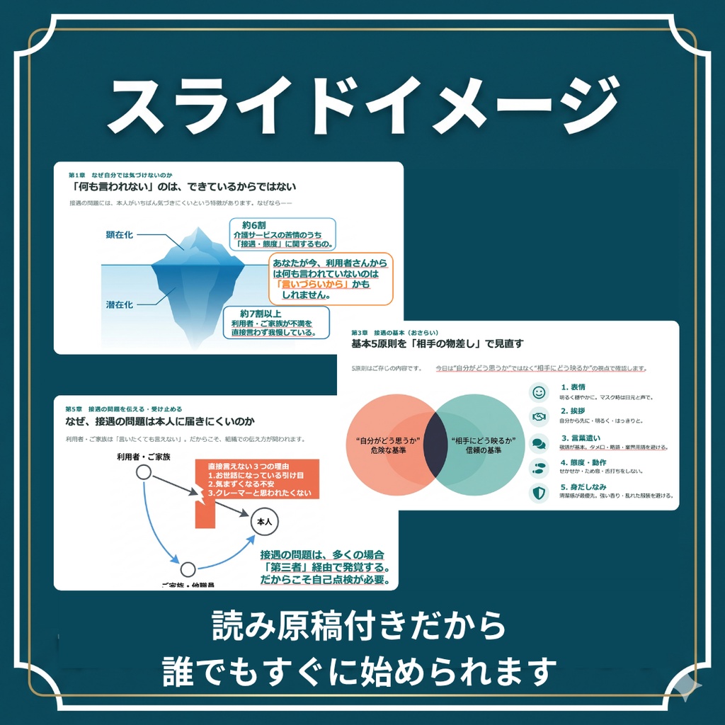 【医療・介護・福祉 共通】接遇研修|スライド全19枚|読み原稿付き・すぐ使える