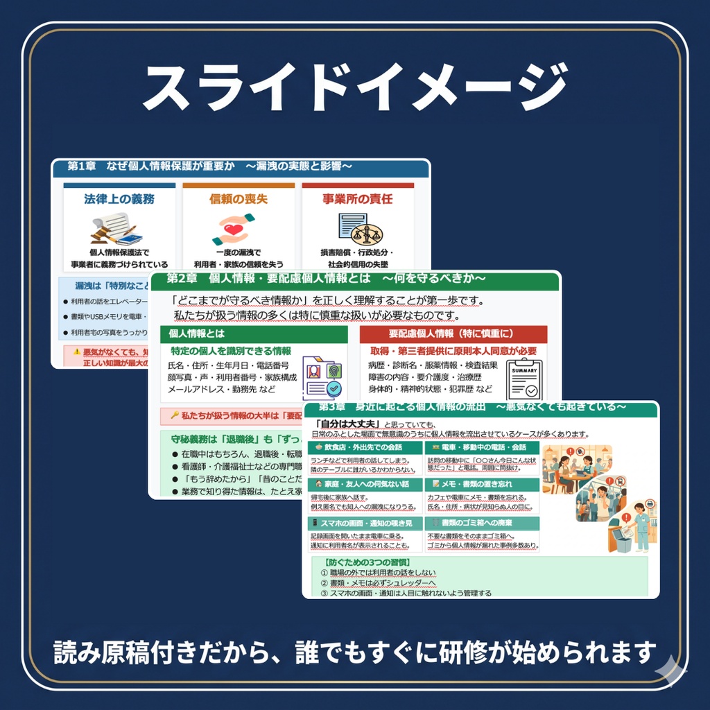【医療・介護・福祉 共通】プライバシー保護・個人情報保護研修|スライド全14枚|読み原稿付き