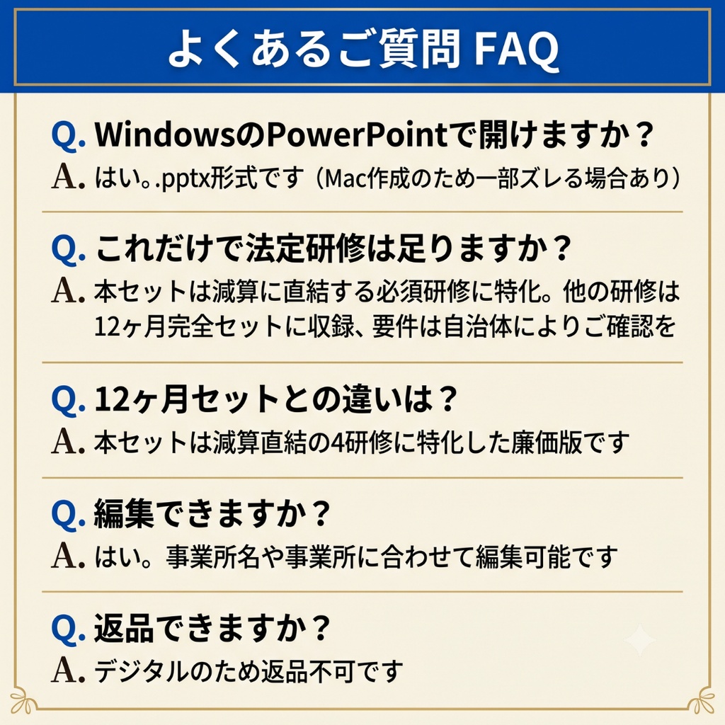 【障害福祉サービス】法定研修 必須4テーマセット|身体拘束・障害者虐待防止・感染症・BCP|減算対策に|全スライド読み原稿つき|マニュアル・記録様式付き|就労A/B・生活介護・放デイ・児発対応