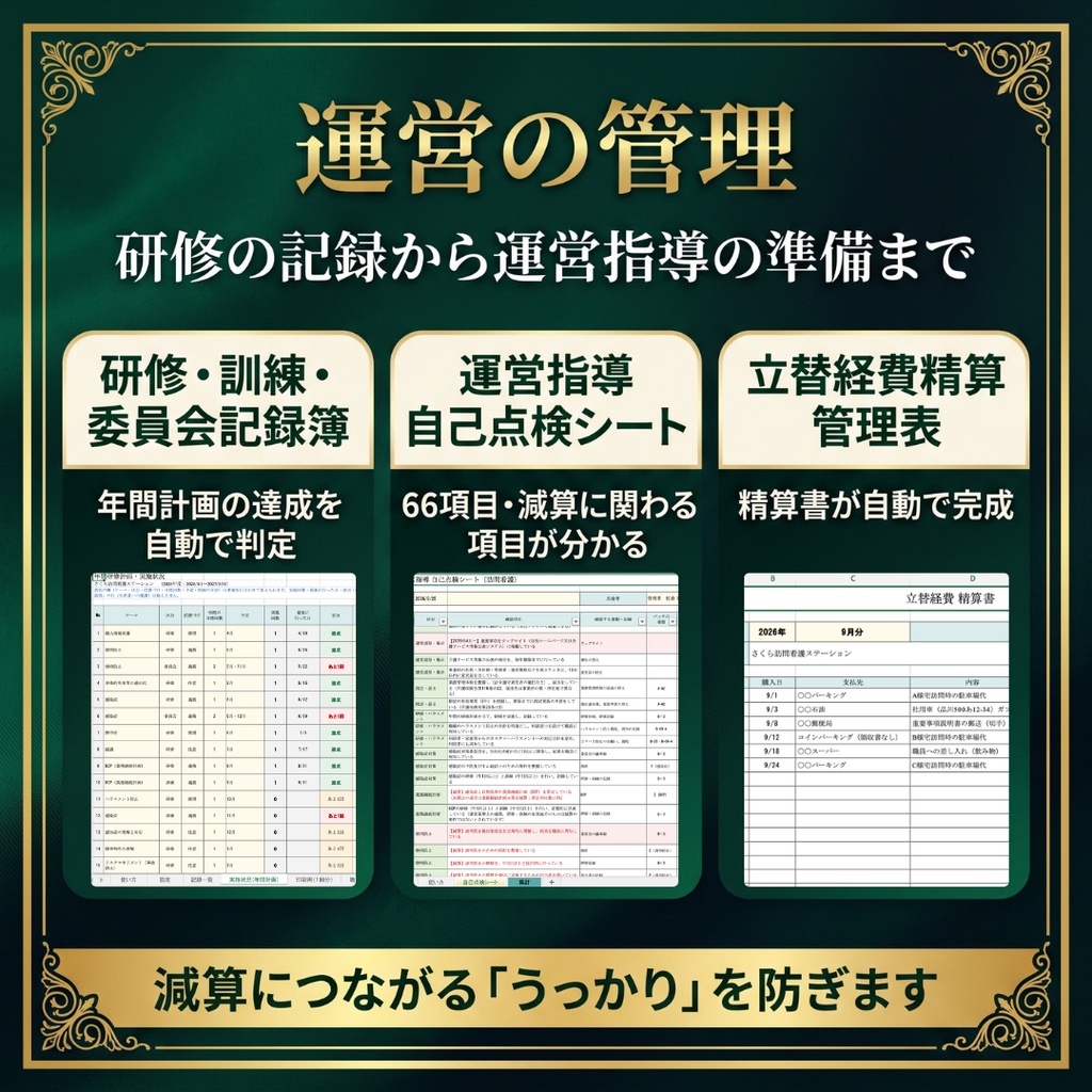 【訪問看護】開業スターターパック|指定申請・契約・労務・資金計画・運営管理の書類とExcel 25種類|記入例つき