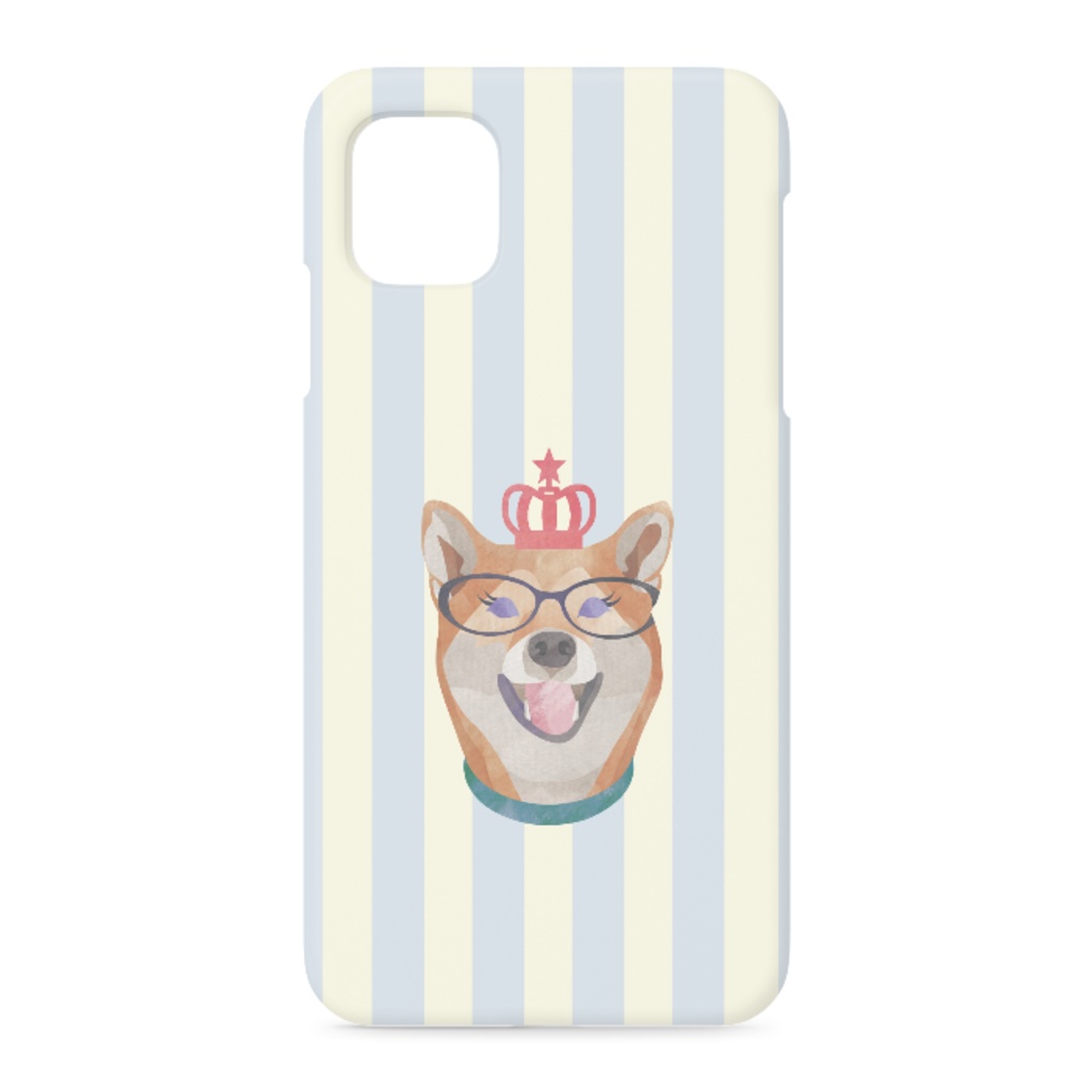 chouchou de animal ドッグシリーズ柴犬（ストライプ／イエロー ）iPhoneケース
