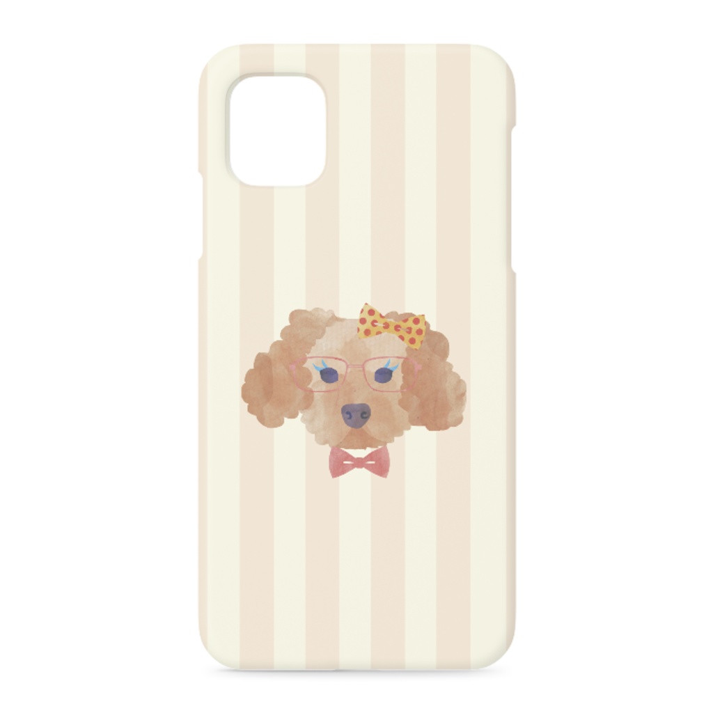 chouchou de animal ドッグシリーズ トイプードル iPhoneケース (ストライプ/オレンジ )