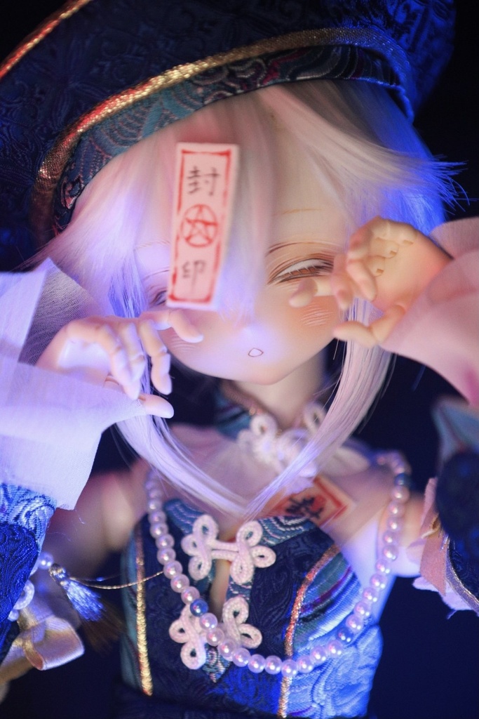 【難あり】【ddh-27sw】眠り目パテ盛りカスタムヘッド【額の御札付属】