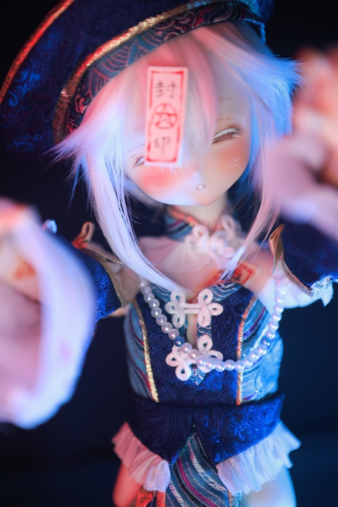 【難あり】【ddh-27sw】眠り目パテ盛りカスタムヘッド【額の御札付属】