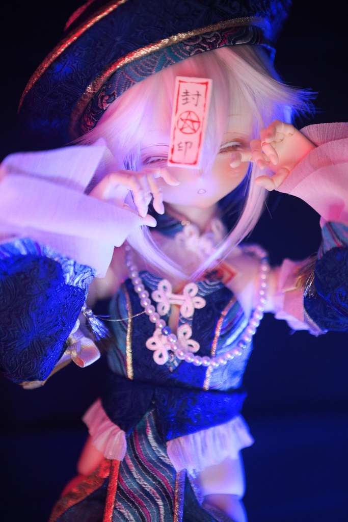 【難あり】【ddh-27sw】眠り目パテ盛りカスタムヘッド【額の御札付属】