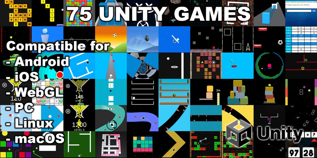 75 Unity Games Bundle - Puzzle, Casual, Retro, Survival, Platformer, Adventure, Simulation, Strategy, Arcade, Action, Sci-Fi