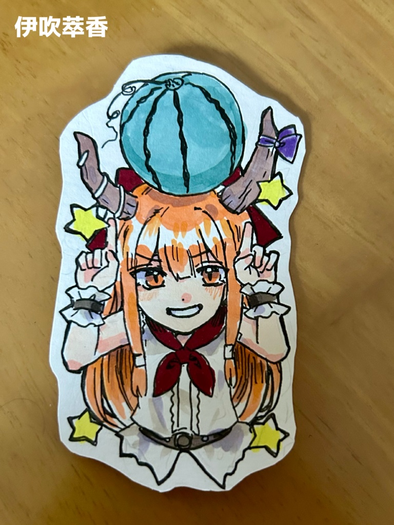 スマホに挟める!ステッカー風アナログイラスト原画