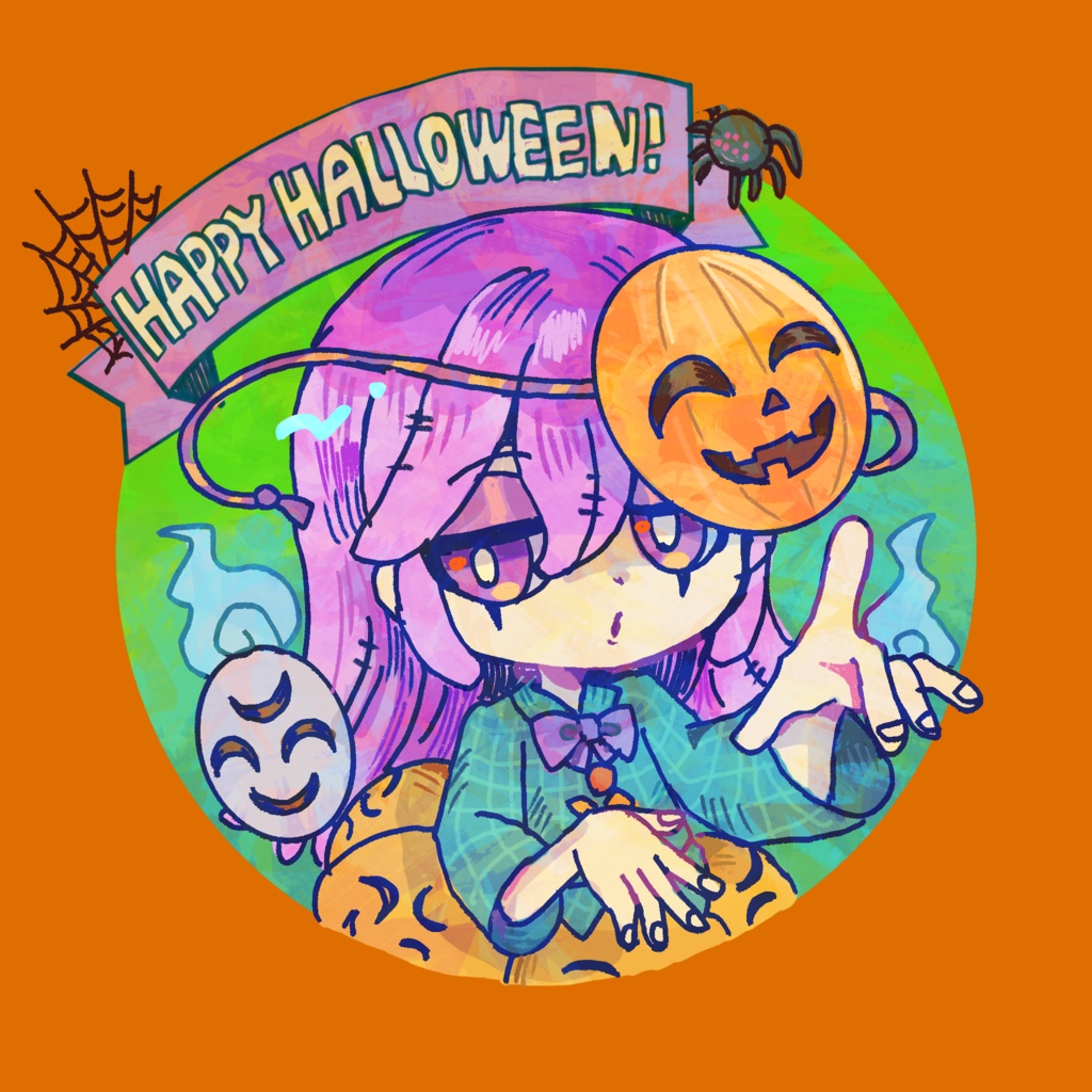 東方ハロウィン缶バッジ(秦こころ)