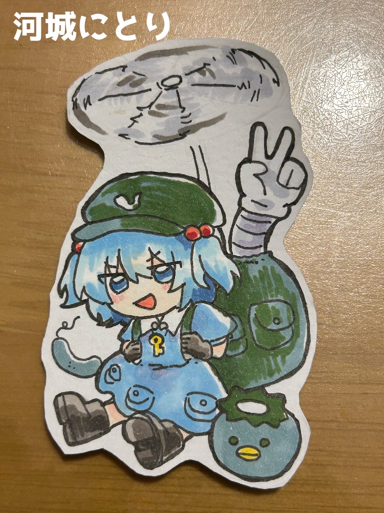 スマホに挟める!ステッカー風アナログイラスト原画